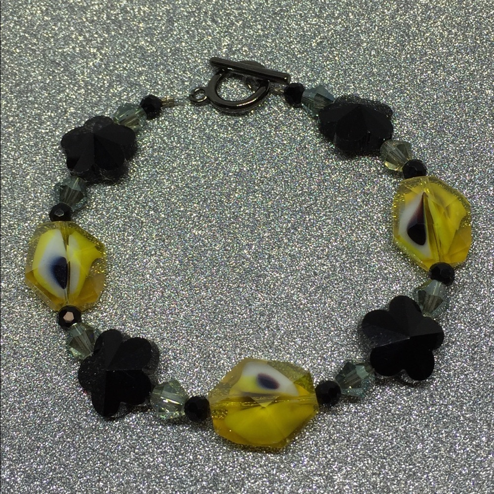 Black and yellow handmade bracelet